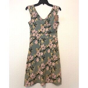 PATAGONIA Ellwood Green/Pink Floral Porch Song Dress A-Line Organic Cotton S NWT